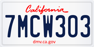 CA license plate 7MCW303