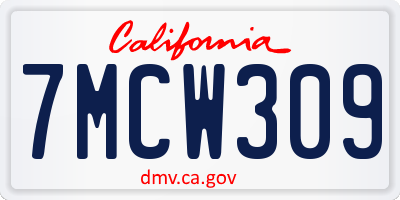 CA license plate 7MCW309