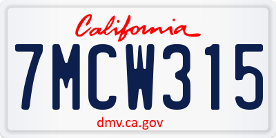 CA license plate 7MCW315