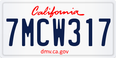 CA license plate 7MCW317