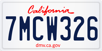 CA license plate 7MCW326