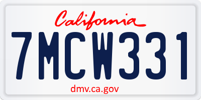 CA license plate 7MCW331
