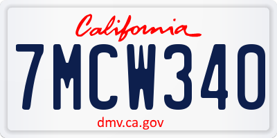 CA license plate 7MCW340