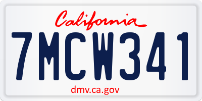 CA license plate 7MCW341