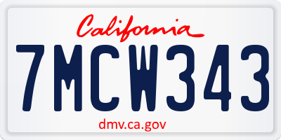 CA license plate 7MCW343