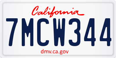 CA license plate 7MCW344