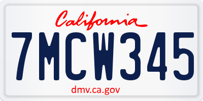 CA license plate 7MCW345