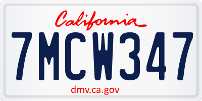 CA license plate 7MCW347