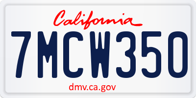 CA license plate 7MCW350