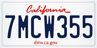 CA license plate 7MCW355