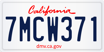 CA license plate 7MCW371