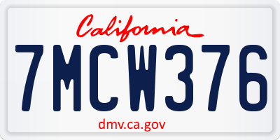 CA license plate 7MCW376