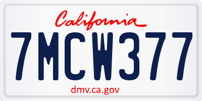 CA license plate 7MCW377