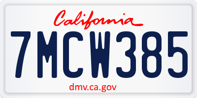 CA license plate 7MCW385