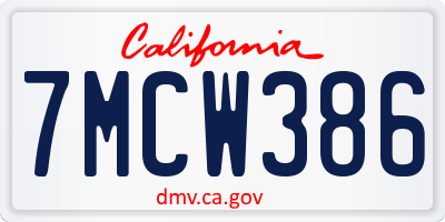 CA license plate 7MCW386