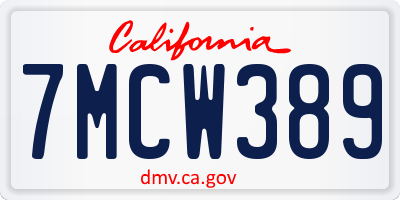 CA license plate 7MCW389