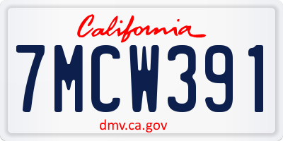 CA license plate 7MCW391