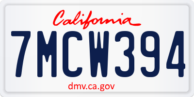 CA license plate 7MCW394