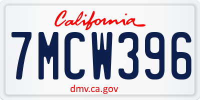 CA license plate 7MCW396