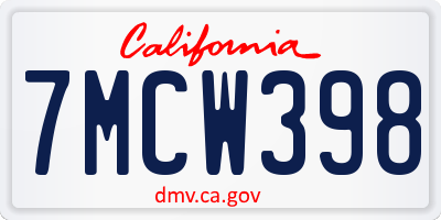 CA license plate 7MCW398