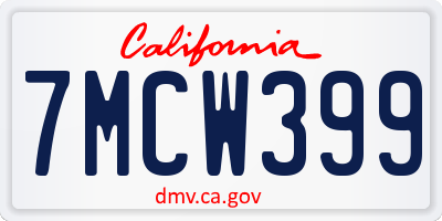 CA license plate 7MCW399