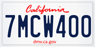 CA license plate 7MCW400