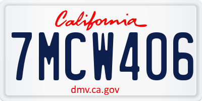 CA license plate 7MCW406
