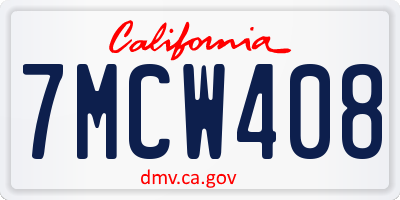 CA license plate 7MCW408