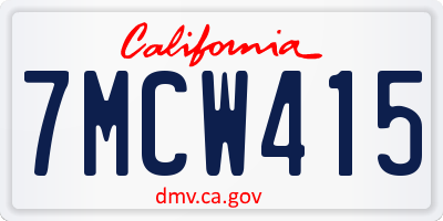 CA license plate 7MCW415