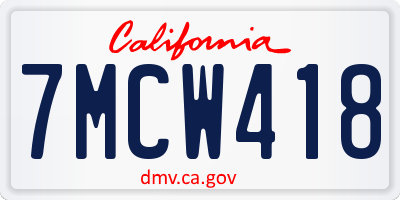 CA license plate 7MCW418