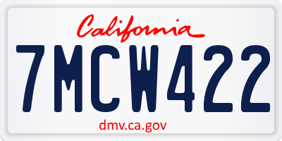 CA license plate 7MCW422