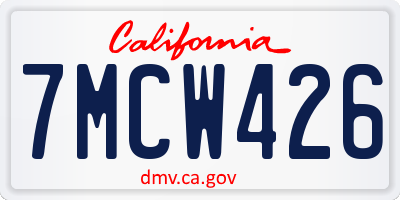 CA license plate 7MCW426