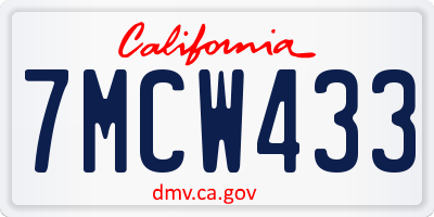 CA license plate 7MCW433