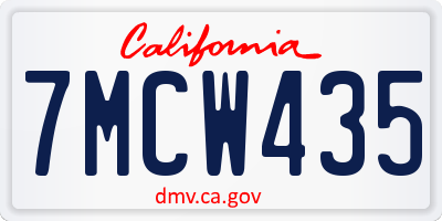 CA license plate 7MCW435