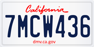 CA license plate 7MCW436