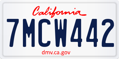CA license plate 7MCW442