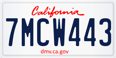 CA license plate 7MCW443