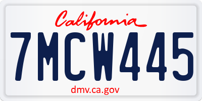 CA license plate 7MCW445