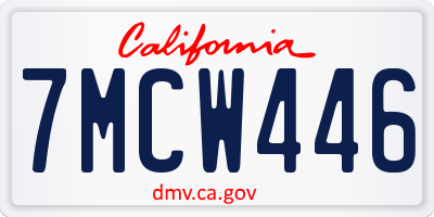 CA license plate 7MCW446