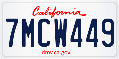 CA license plate 7MCW449