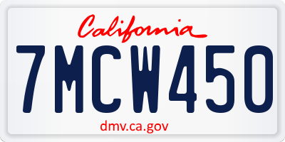 CA license plate 7MCW450