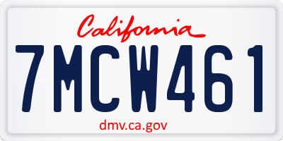 CA license plate 7MCW461