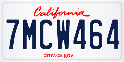 CA license plate 7MCW464