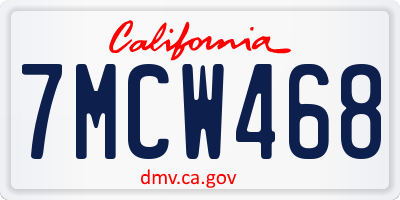 CA license plate 7MCW468