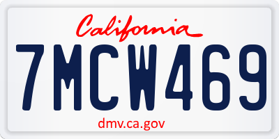 CA license plate 7MCW469