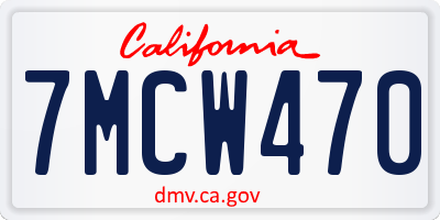 CA license plate 7MCW470
