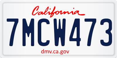 CA license plate 7MCW473