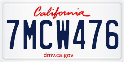 CA license plate 7MCW476