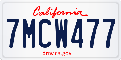 CA license plate 7MCW477