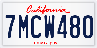 CA license plate 7MCW480